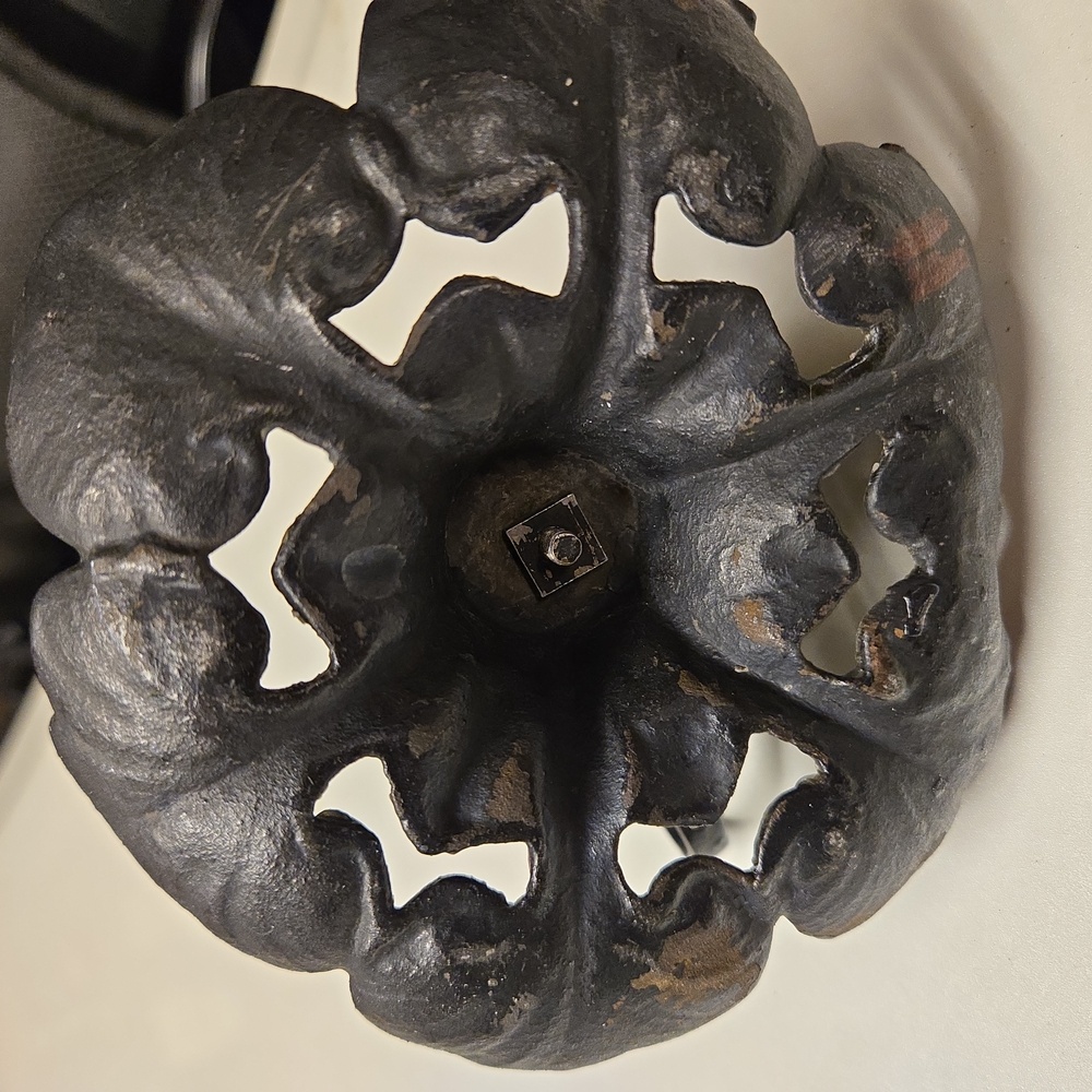 Antique Blue & White Porcelain Cast Iron Candle Holder - Picture 6 of 6